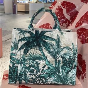 HARRODS Tropical Palm Tree Green White Exclusive Large Tote Bag